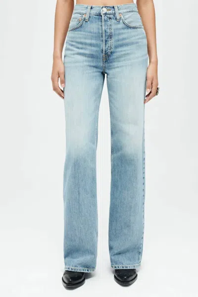 Re/done Ultra High Rise Wide Leg Jeans In Sunfaded Flow In Blue