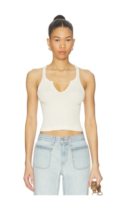 Re/done V Cut Ribbed Tank Top In Vintage Ivory