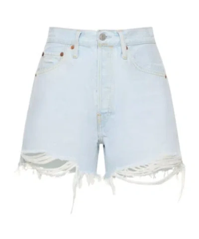 Re/done Vintage Denim Shorts In Blue