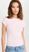 Re/done Vintage Slim Short Sleeve Top In Peony In Pink