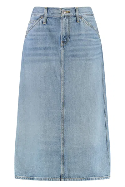 Re/done Vintage-inspired Denim Skirt With Back Slit In Blue
