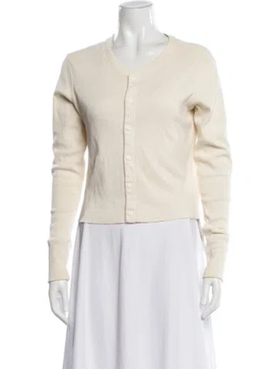 Pre-owned Re/done V-neck Long Sleeve Button-up Top In Neutral