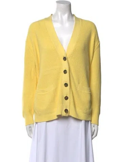 Pre-owned Re/done V-neck Long Sleeve Button-up Top In Yellow