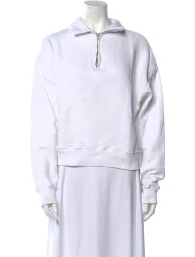 Pre-owned Re/done V-neck Long Sleeve Sweatshirt In White