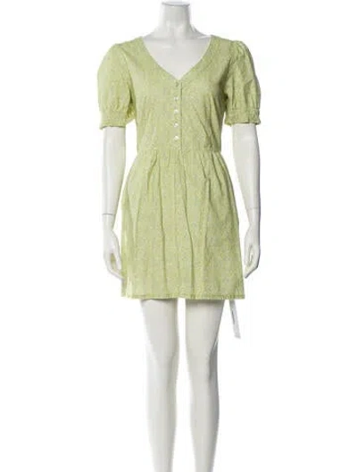 Pre-owned Re/done V-neck Mini Dress W/ Tags In Green