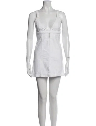 Pre-owned Re/done V-neck Mini Dress In White
