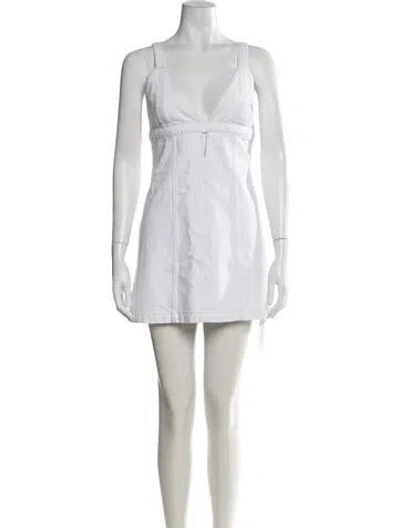 Pre-owned Re/done V-neck Mini Dress In White