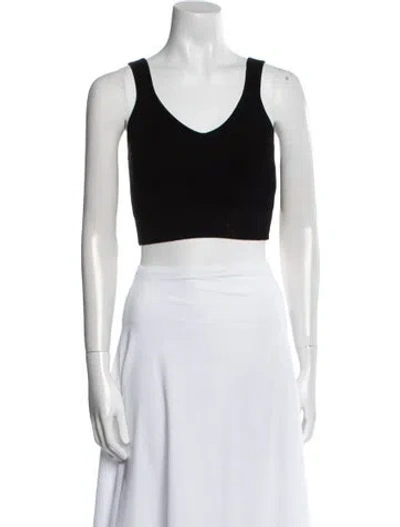 Pre-owned Re/done V-neck Sleeveless Crop Top In Black