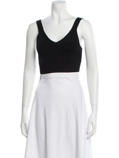 Pre-owned Re/done V-neck Sleeveless Crop Top In Black