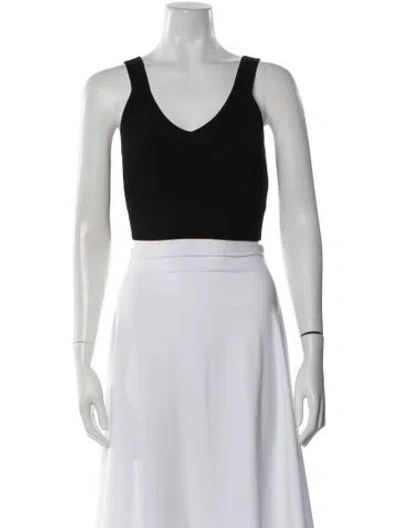 Pre-owned Re/done V-neck Sleeveless Crop Top In Black