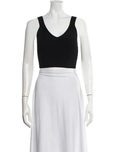 Pre-owned Re/done V-neck Sleeveless Crop Top In Black