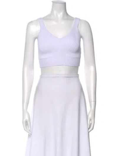 Pre-owned Re/done V-neck Sleeveless Crop Top In White