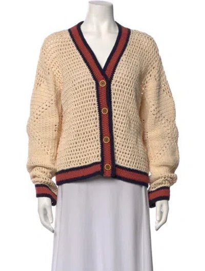 Pre-owned Re/done V-neck Sweater In Burgundy/neutrals