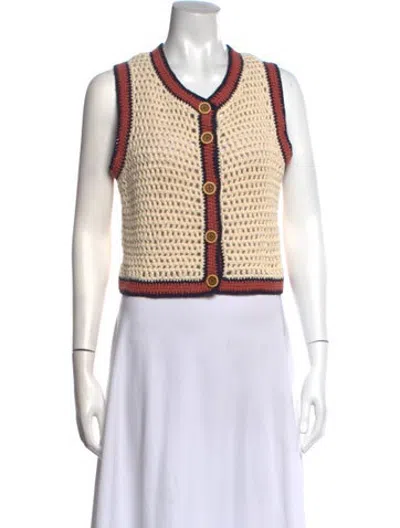 Pre-owned Re/done V-neck Sweater In White