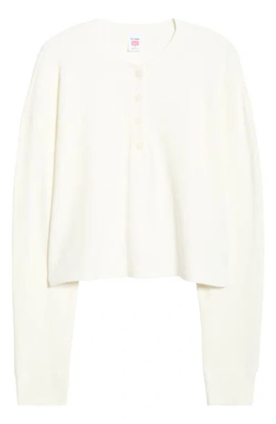 Re/done Waffle Knit Henley In White