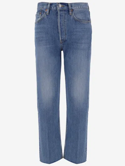 Re/done Washed Cotton Denim Jeans In Blue