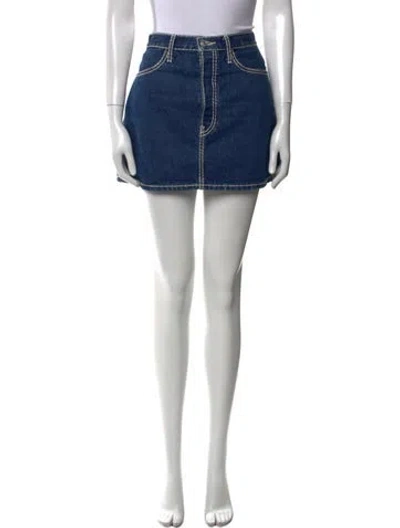 Pre-owned Re/done Whipstitch Trim Mini Skirt In Blue