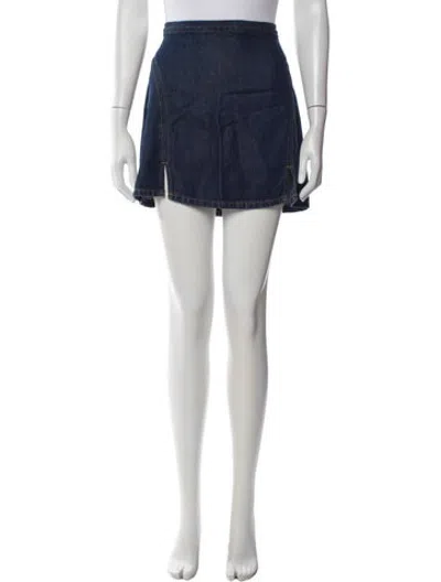 Pre-owned Re/done Whipstitch Trim Mini Skirt In Blue
