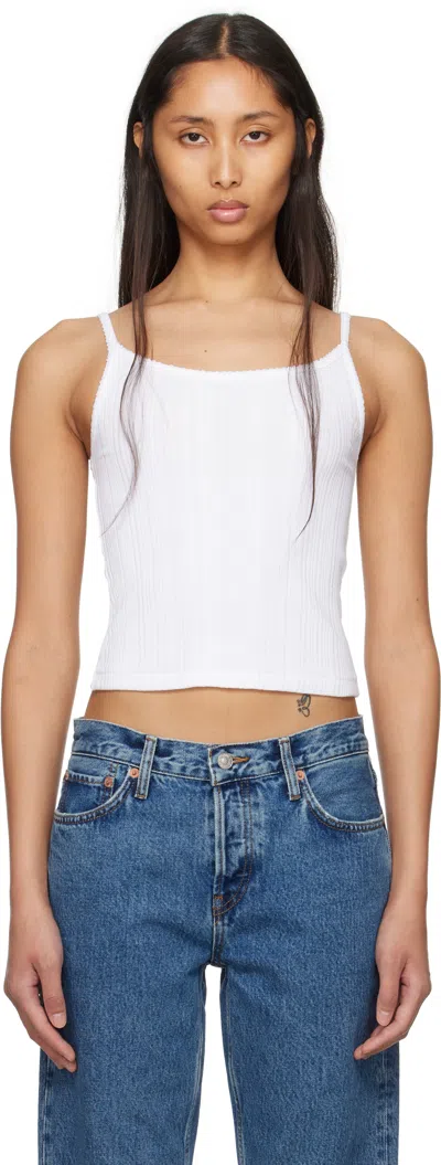 Re/done White Hanes Edition Varigated Jolie Camisole