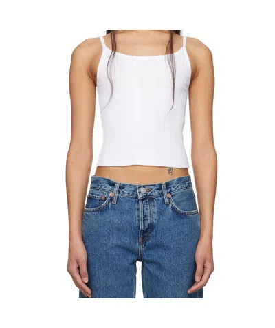 Re/done White Hanes Edition Varigated Jolie Camisole
