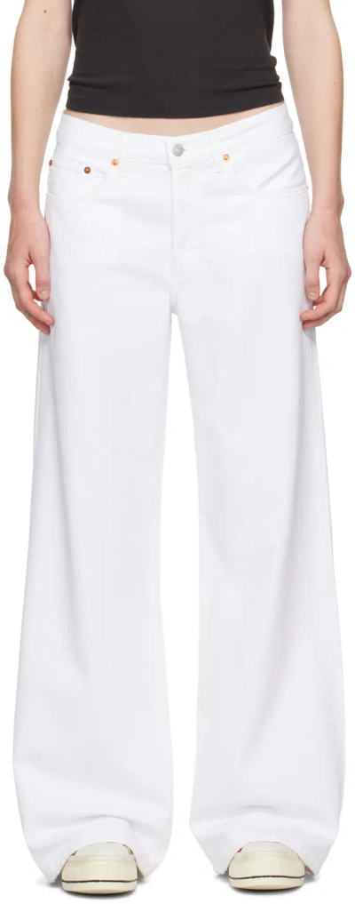 Re/done White Mid Rise Palazzo Jeans