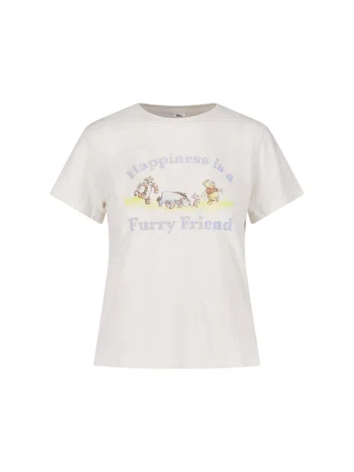 Re/done White Printed Cotton T-shirt In Multi