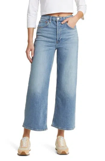 Re/done Wide Leg Crop Jeans In Blue