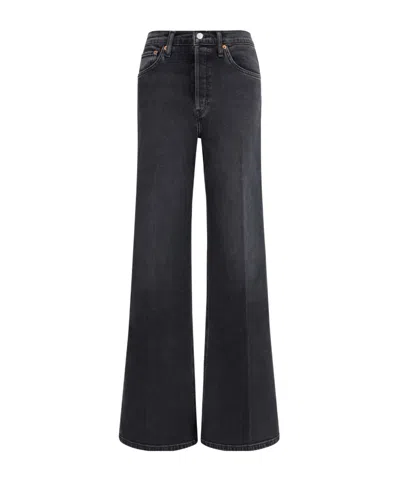 Re/done Wide-leg Denim Trousers In Black