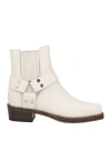 Re/done Woman Ankle Boots Ivory Size 8 Soft Leather In White