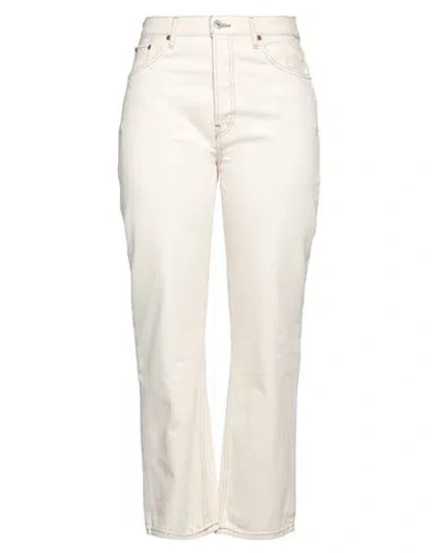 Re/done Woman Jeans Cream Size 28 Cotton In White
