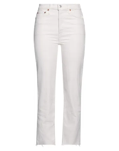 Re/done Woman Jeans Cream Size 32 Cotton, Elastane In White
