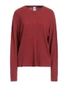 Re/done Woman Sweater Rust Size L Cotton In Red