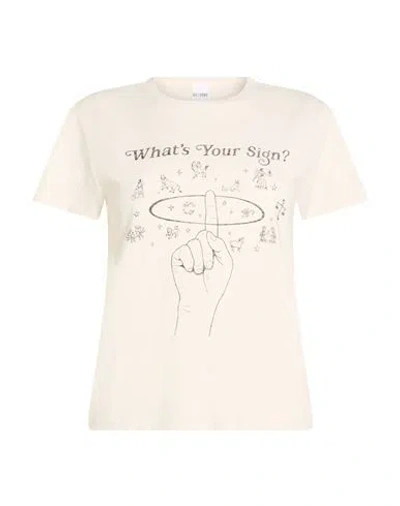 Re/done Woman T-shirt Ivory Size L Cotton, Recycled Cotton In Neutral