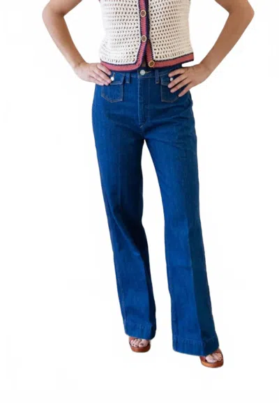 Re/done 7os Pocket Wide Leg Jeans In True Rinsed In Blue