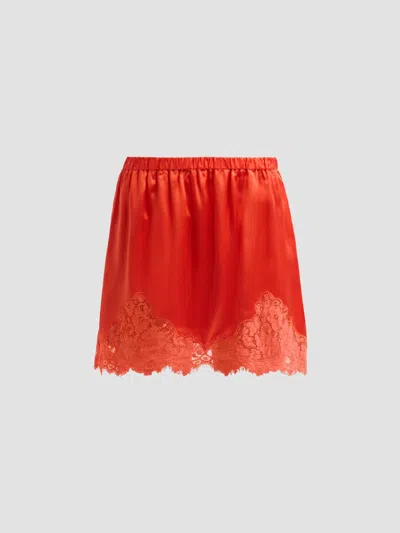 Re/done Women's Alexis Silk-blend Lace Slip Mini Skirt In Red