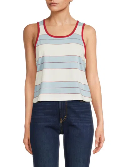 Re/done Women's Bama Striped Cotton Tank In Blue