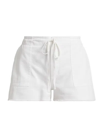 Re/done Women's Beach Cotton Drawstring Shorts In White