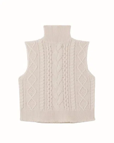 Re/done Women's Cable Turtleneck Sweater Vest In Linen In Neutral