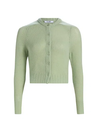 Re/done Slim Cashmere Cardigan Top In Melon In Orange