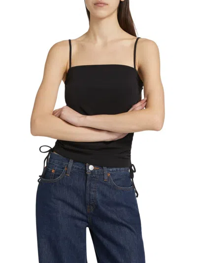 Re/done Women's Cotton-blend Ruched Drawstring Tank In Black