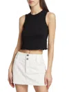 Re/done Crinkled Round-neck Tank Top In Black