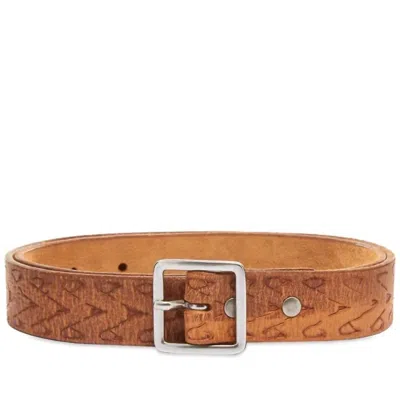 Re/done Women's Embossed Square Buckle Belt In Worn Brown In Multi