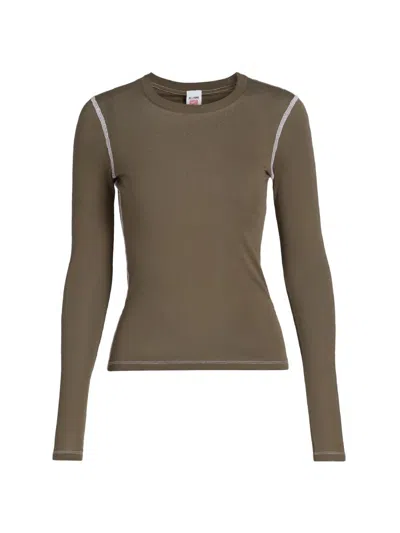 Re/done Women's Floral Jersey Long-sleeve Top In Gray