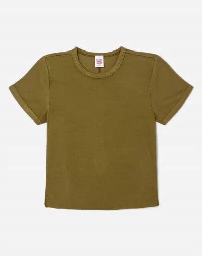 Re/done Women's Hanes 90s Ribbed Cap Sleeve Tee In Fatigue In Green