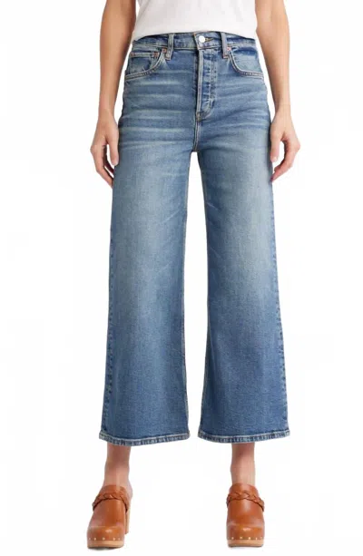 Re/done Women's High Rise Wide Leg Crop Jeans In Indigo In Blue