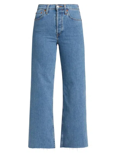 Re/done Women's High-rise Wide-leg Crop Jeans In Blue
