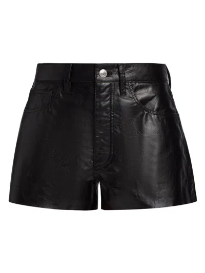Re/done Leather A Frame Short In Black