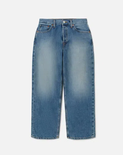 Re/done Women's Loose Crop Jeans In Mid Fade Wash In Blue