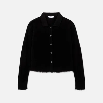 Re/done Women's Loose Polo Cardigan In Black In Multi