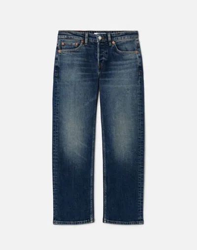 Re/done Women's Slim Straight Crop Jeans In Smoke Water In Blue